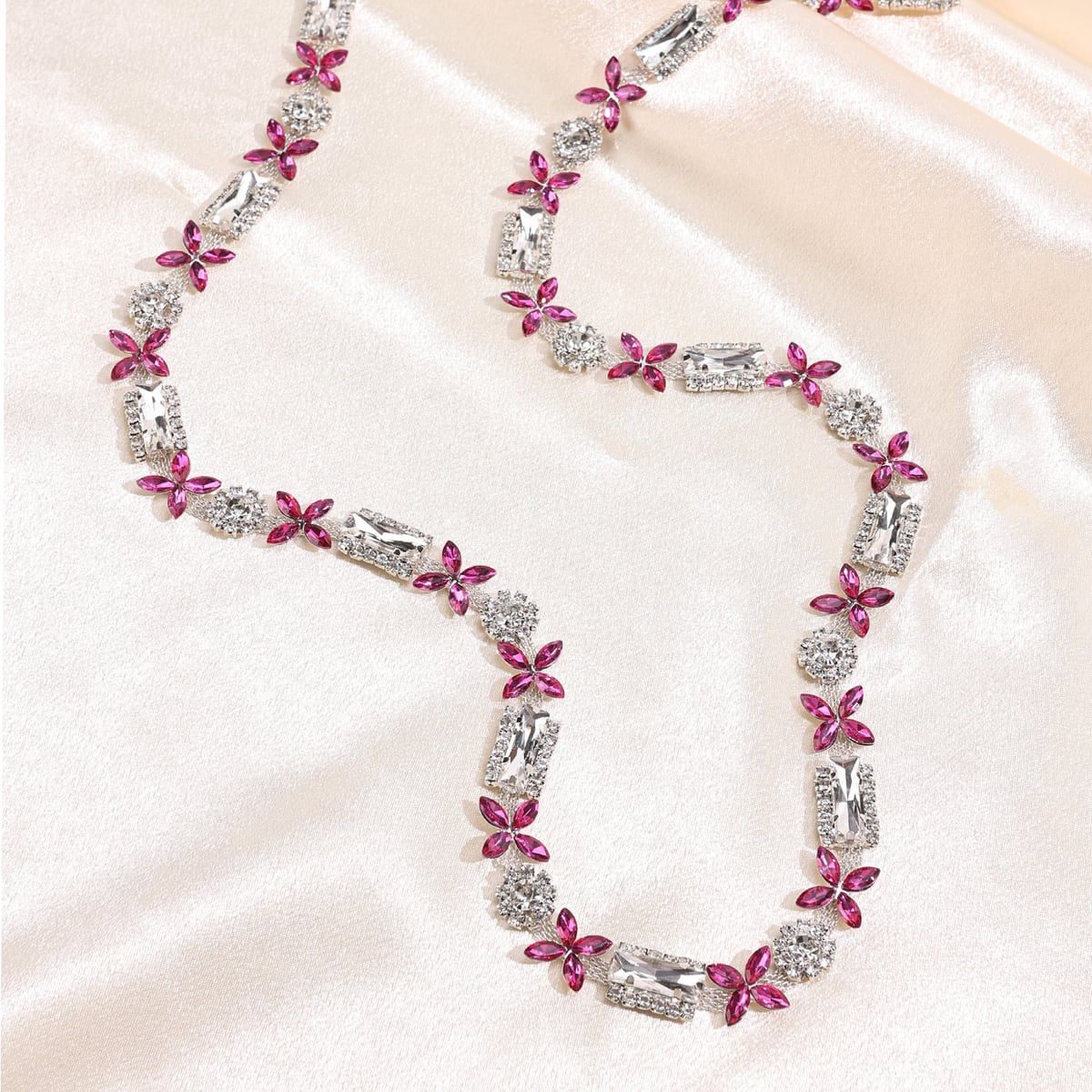 3D Floral Rhinestone Chain motif and placement reference