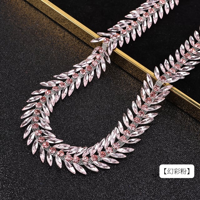 Leaf Crystal Trim Chain: Pink