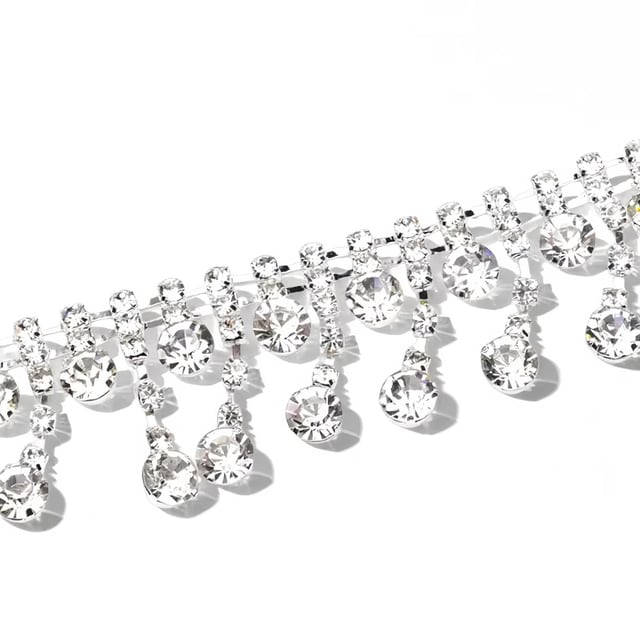 Crystal Tassel Fringe Trim: Silver · 2.5 cm
