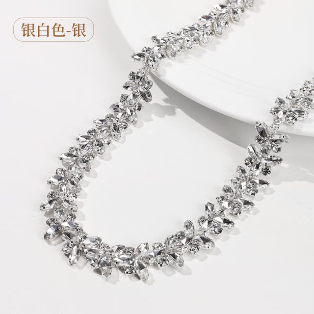 Marquise Rhinestone Chain: White / silver-tone base