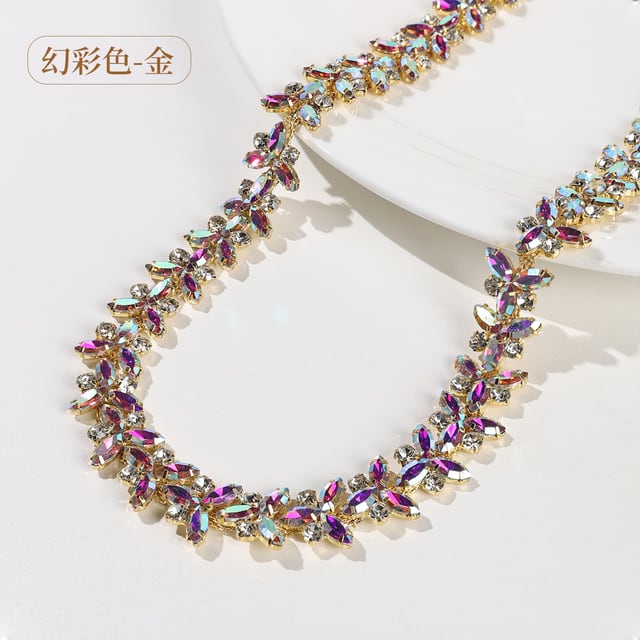 Marquise Rhinestone Chain: Multicolor / gold-tone base