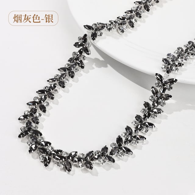 Marquise Rhinestone Chain: Gray / silver-tone base