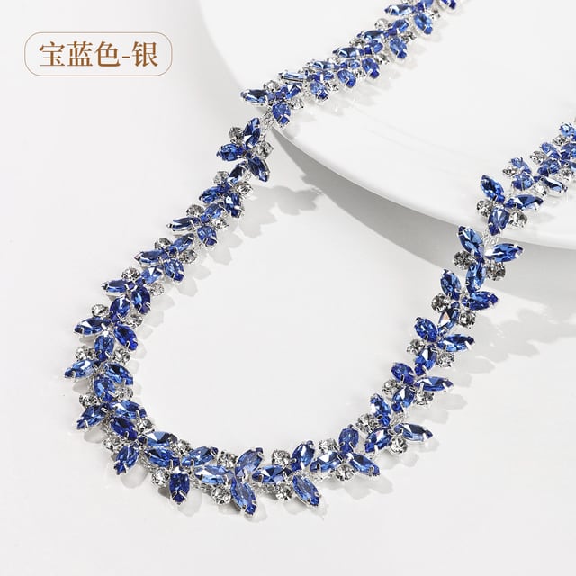 Marquise Rhinestone Chain: Sapphire blue / silver-tone base