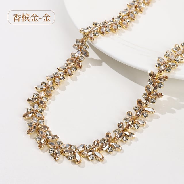 Marquise Rhinestone Chain: Champagne / gold-tone base