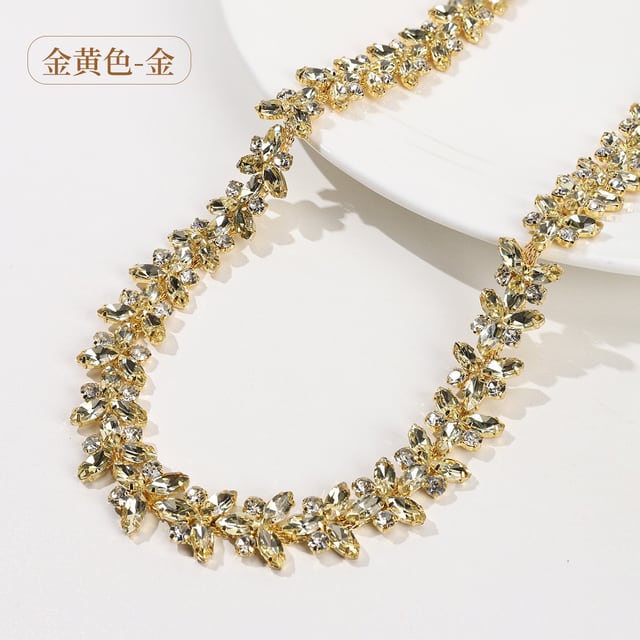 Marquise Rhinestone Chain: Golden yellow / gold-tone base