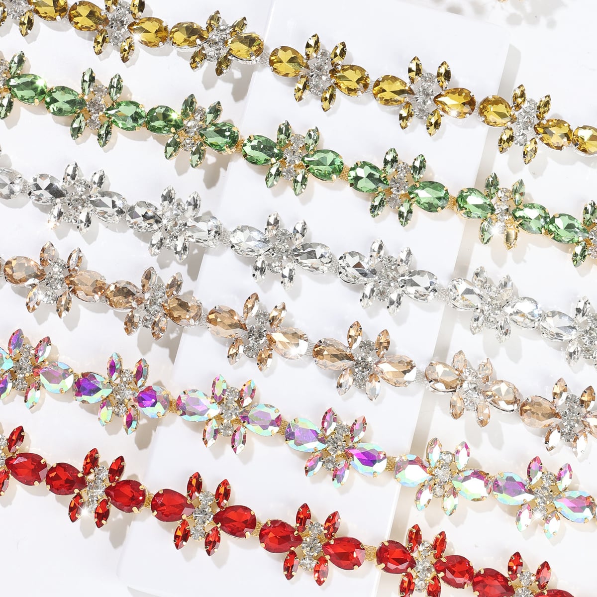 Teardrop Floral Crystal Chain construction reference