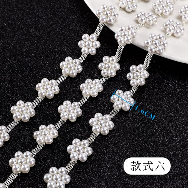 Pearl Flower Rhinestone Trim: Style 6