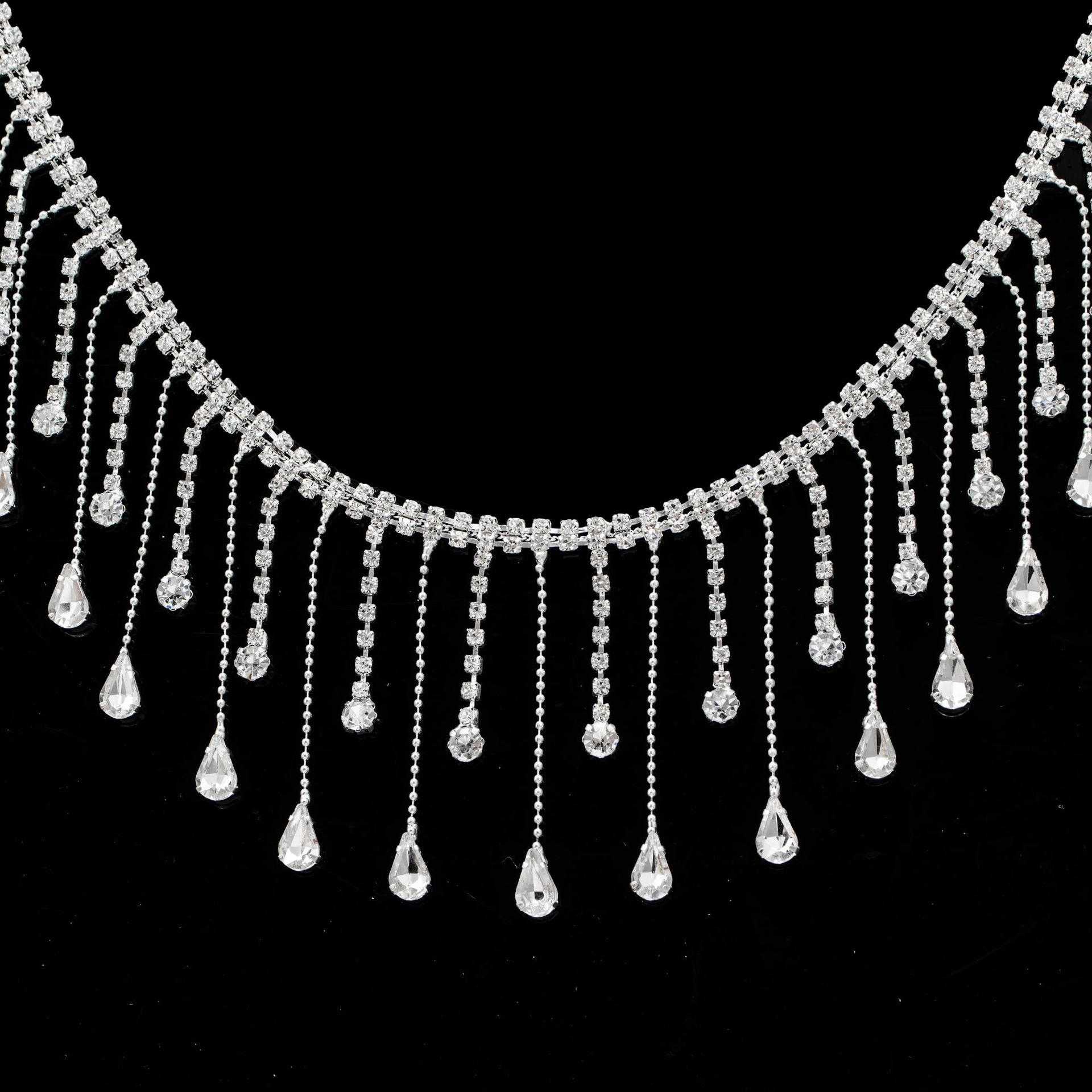 Round & Teardrop Rhinestone Fringe, 5.5–6 cm — Teardrop rhinestone, 6 cm, copper