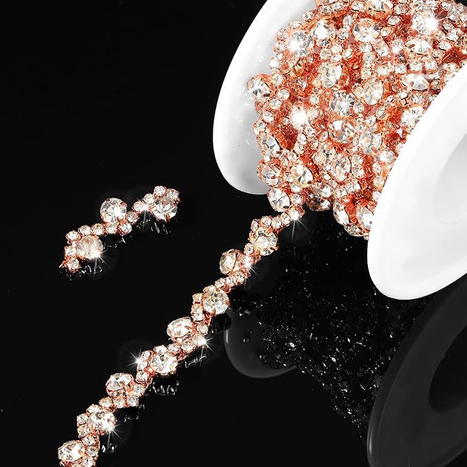 S-Curve Rhinestone Chain in 45 & 90 cm References — rose-gold color*1 source yard, approx 90 cm / ordinary