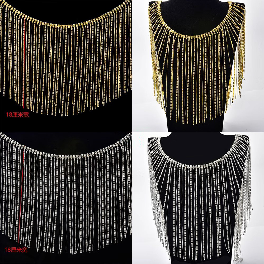 Extra-Long Rhinestone Curtain Fringe, 18 cm: supplied design and finish reference