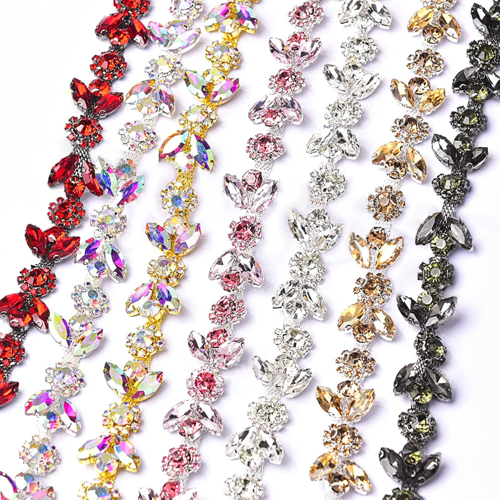 Marquise & Flower Crystal Chain, Ten Color Layouts: supplied design and finish reference