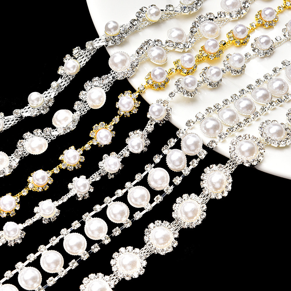 Pearl Rhinestone Border Collection, Nine Designs: supplied design and finish reference