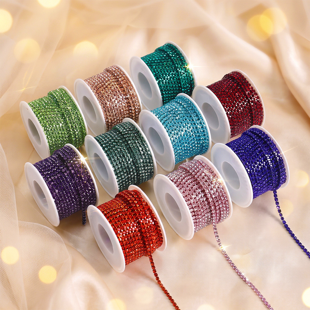Colored Rhinestone Cup Chain, 2–3 mm Sizes: supplied design and finish reference