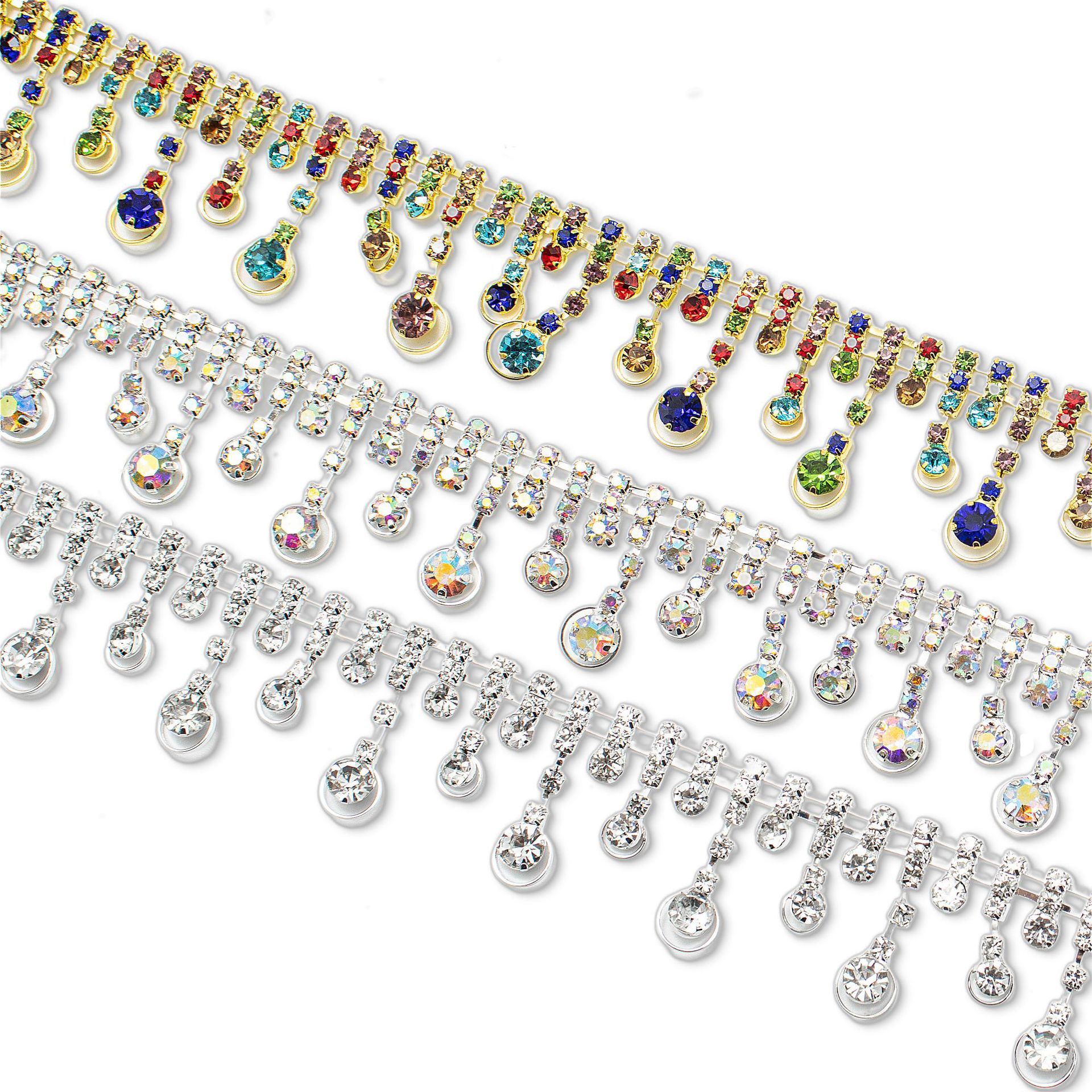 Halo Drop Rhinestone Fringe, 2.5 cm: supplied design and finish reference