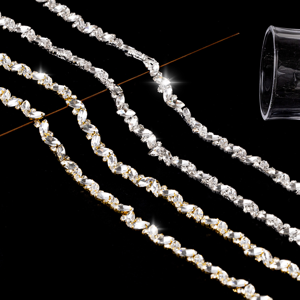 Crossed Marquise Rhinestone Chain, 1.2 cm construction reference