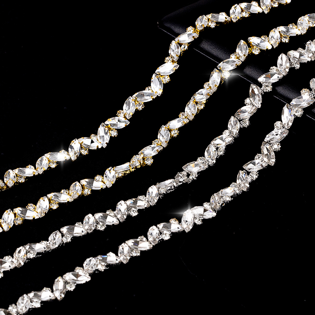 Crossed Marquise Rhinestone Chain, 1.2 cm: supplied design and finish reference