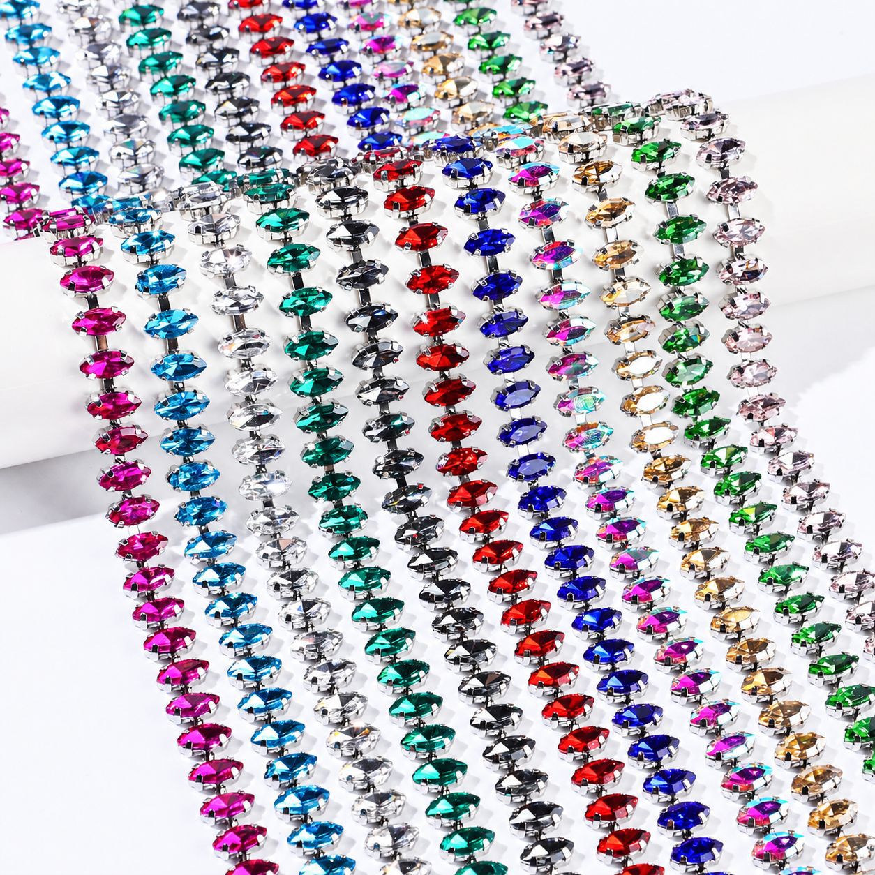 Colored Marquise Glass Chain, Eleven References: supplied design and finish reference