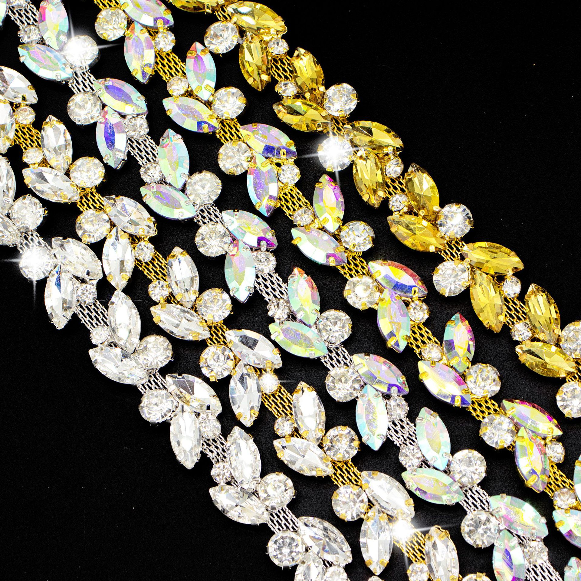 Sparse & Dense Marquise Glass Chain, 1.65 cm: supplied design and finish reference